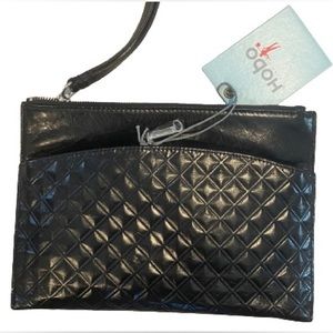 HOBO The Original NWT NOA Black Leather Quilted Wristlet Clutch.